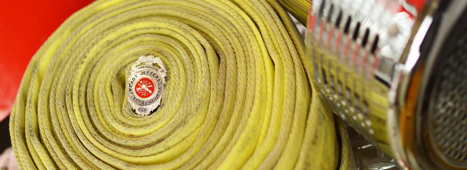 A wound-up fire hose.